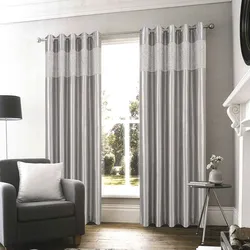 Curtains with eyelets for the living room in a modern style photo