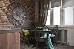 Mətbəx interyerində loft üslubunda pərdələr