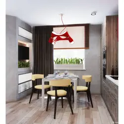Loft style curtains in the kitchen interior