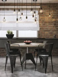 Loft style curtains in the kitchen interior