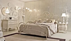 Bedroom with wrought iron bed interior