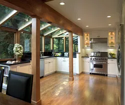 Kitchen Design In A Country House With A Large Window