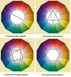 Color wheel combination in the living room interior