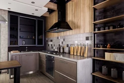 Loft üslubunda mətbəxlər künc foto dizaynı