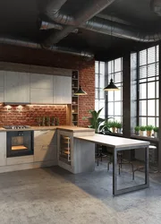 Kitchens in loft style corner photo design