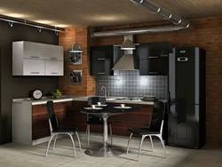 Loft üslubunda mətbəxlər künc foto dizaynı