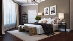 Combination of dark brown in the bedroom interior