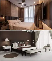 Combination of dark brown in the bedroom interior