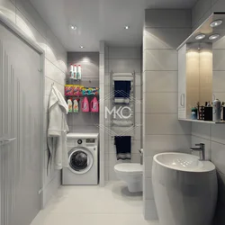 Bathroom design with toilet and washing machine