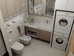 Bathroom design with toilet and washing machine