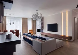 Interior of a living room in an apartment in a modern style inexpensively