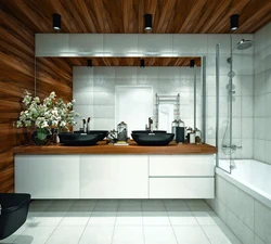 Slats in the bathroom interior