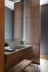 Slats in the bathroom interior