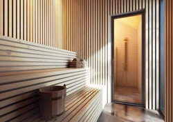 Slats in the bathroom interior