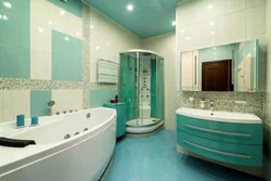 Celadon color in the bathroom interior