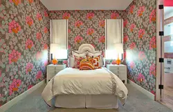 Floral wallpaper for bedroom design photo