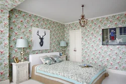 Floral wallpaper for bedroom design photo