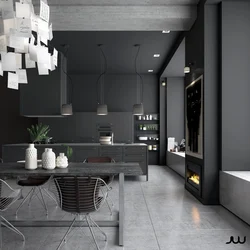 Black gray kitchen design