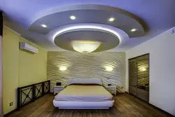 Plasterboard ceilings photos for the bedroom with your own lighting