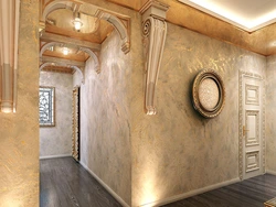 Photo of the wall in the hallway with Venetian plaster