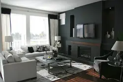 Gray walls in the interior of the apartment