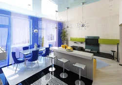 Fashionable colors in the interior of the kitchen living room