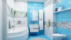 Bath design in blue and white tones