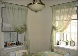 Curtains for the kitchen in the Roman style, short to the window sill photo