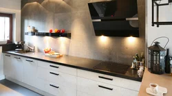 Photo of a modern kitchen without top drawers