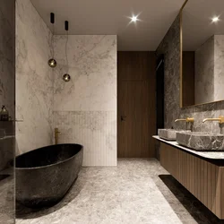 Bathroom tiles marble and wood photo