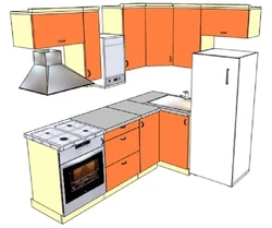Kitchen Interior 5 Sq M Photo With Column And Refrigerator