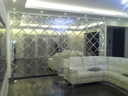 Mirror panel on the wall in the living room photo in the interior