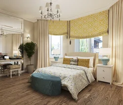 Interior design bedroom with bay window