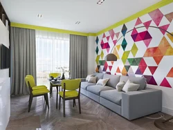 Living Room Interior In Gray Tones With Bright Accents