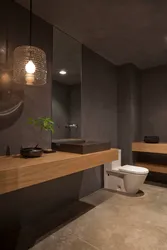 Bath with toilet design gray with wood