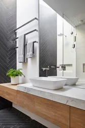 Bath With Toilet Design Gray With Wood