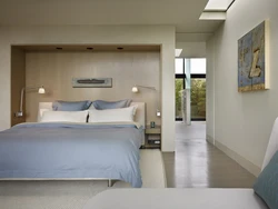 Bedroom in the niche of the room photo