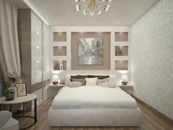 Bedroom in the niche of the room photo