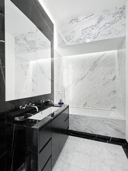 Bathroom design in black and white marble