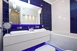 Blue and white bathroom design