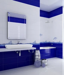 Blue and white bathroom design