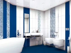 Blue and white bathroom design