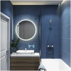 Blue and white bathroom design