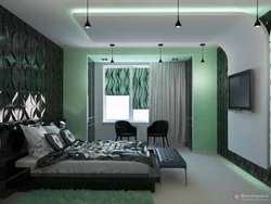 Bedroom design in gray-green tones