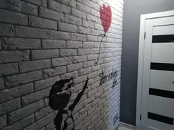 Plaster Bricks On The Wall In The Hallway Interior