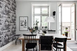Accent wall in the kitchen interior