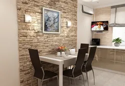 Accent wall in the kitchen interior