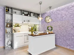 Photo wall design with liquid wallpaper in the kitchen