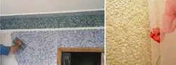 Фота дызайн сцены вадкімі шпалерамі на кухні