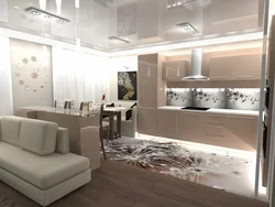 Living Room Kitchen Design In Beige Tones